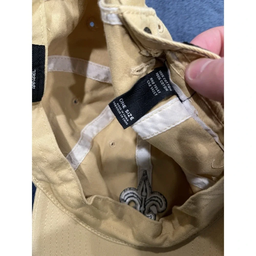 New Orleans Saint Hat 47 Brand Distressed Khaki Tan Cotton Strapback Dad Hat